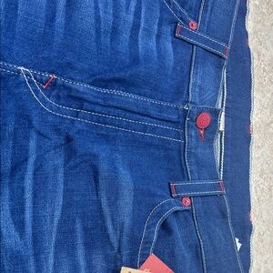 True Religion Blue Denim Jeans with Red Stitching